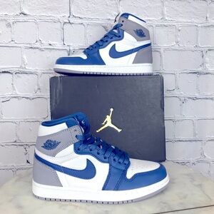 Nike Air Jordan 1 Sneakers Retro High OG GS 'True Blue Kid's Shoes Size 3.5